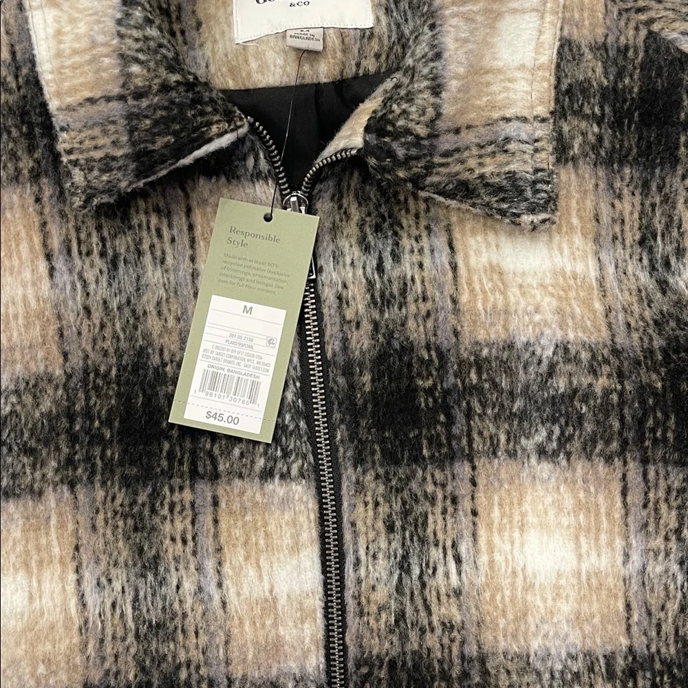 Goodfellow & Co Men’s Plaid Puffer Jacket - Black and Brown - Picture 4 of 5